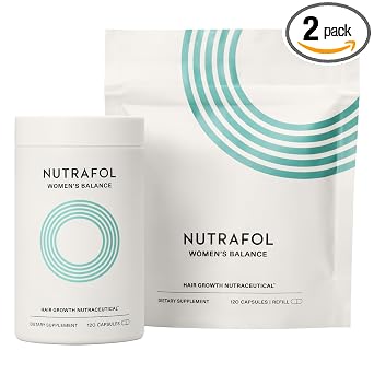 Nutrafol Women's Balance Hair Growth Supplements, Dermatologist Recommended, Ages 45 and Up, Clinically Proven for Visibly Thicker Hair and Scalp Coverage - 2 Month Supply, Pack of 2