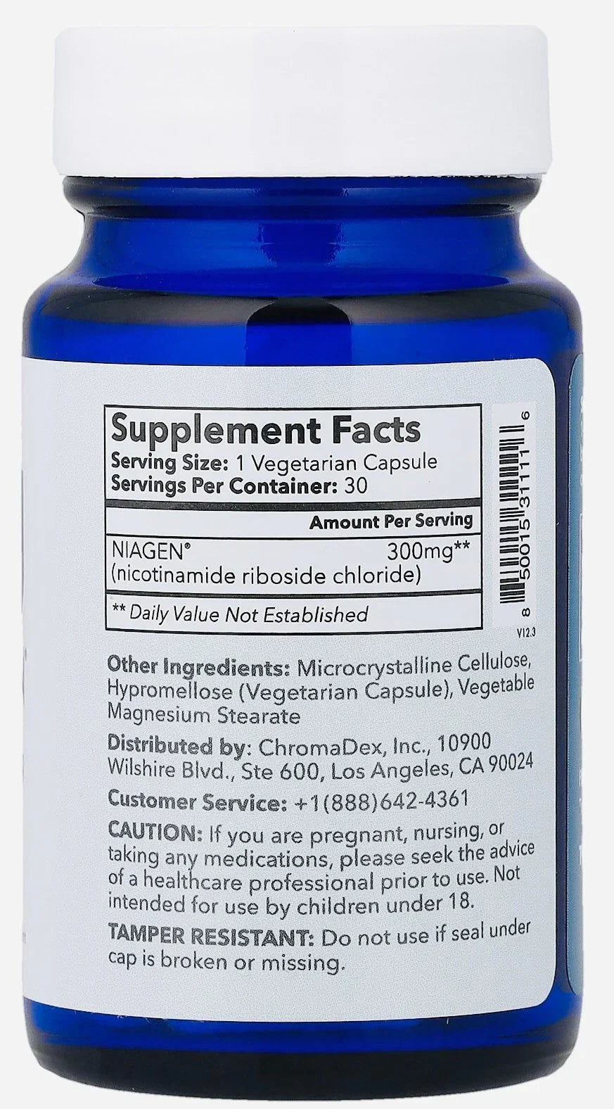 Nicotinamide Riboside 300 mg NAD+ Support Supplement 30 Vegetarian Capsules