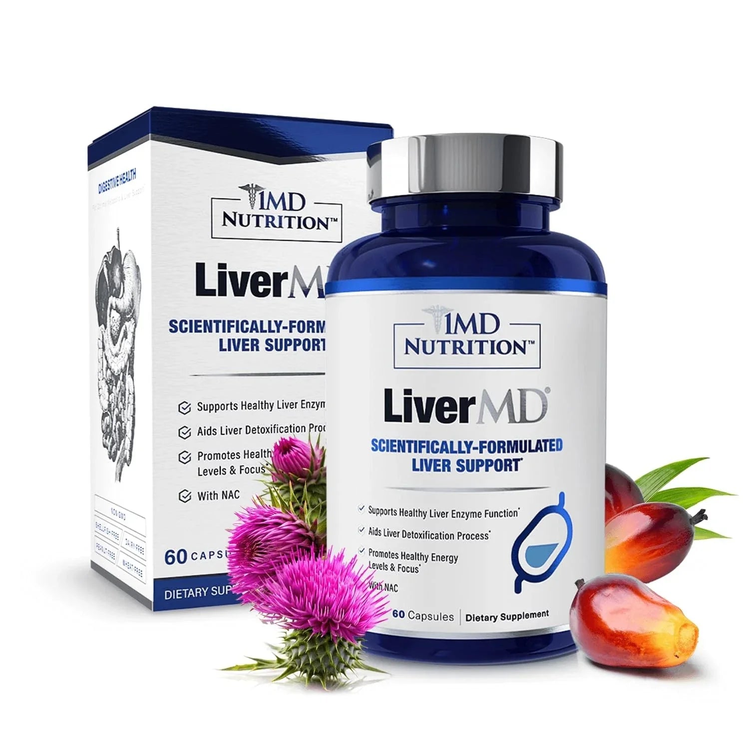 Liver Support Supplement with Milk Thistle and NAC Detox Support Capsules 60 Count