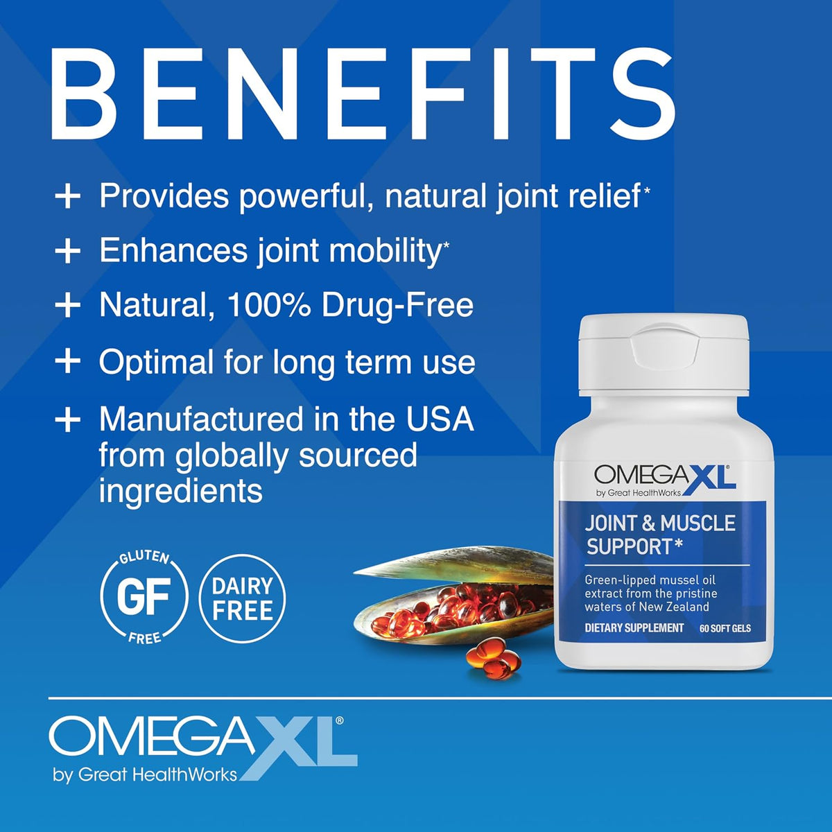 OmegaXL Joint Support Supplement 60 Count with HeartXL 30 Count Green Lipped Mussel Oil Softgels