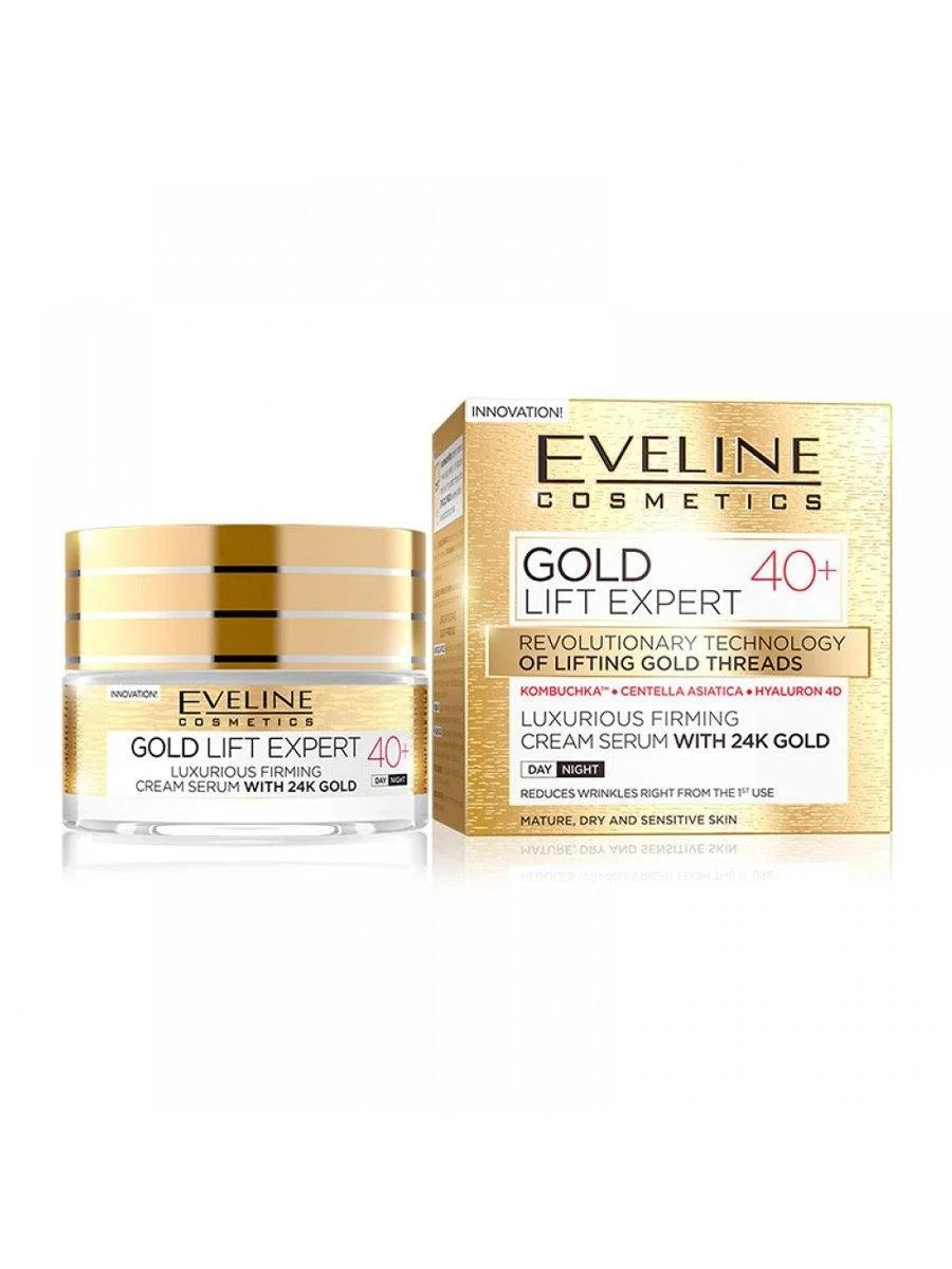 Eveline Cosmetics Gold Lift Expert 40+ Day & Night Cream 50ml – Anti-Wrinkle Firming Face Moisturizer for Mature Skin