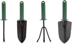 4-Piece Garden Tools Set – Heavy-Duty Metal Trowel, Rake & Shovel with Ergonomic Handles