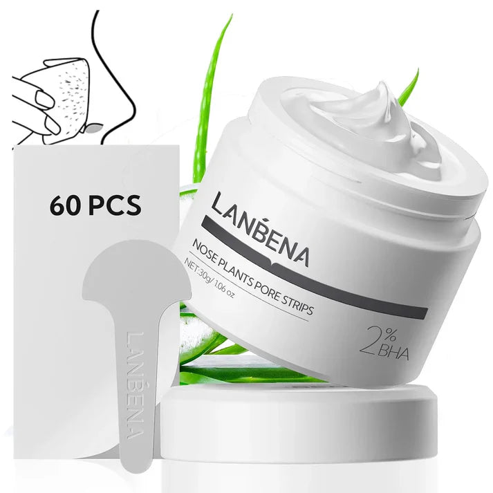 LANBENA 2.0 Blackhead Nose Plants Pore Strips(1.03 Oz), 60pcs Nose Strips for Bl