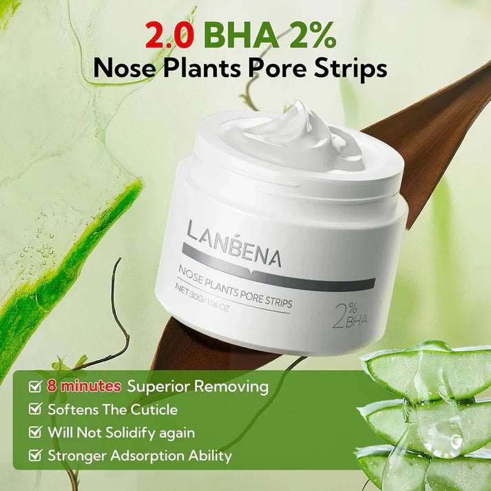 LANBENA 2.0 Blackhead Nose Plants Pore Strips(1.03 Oz), 60pcs Nose Strips for Bl
