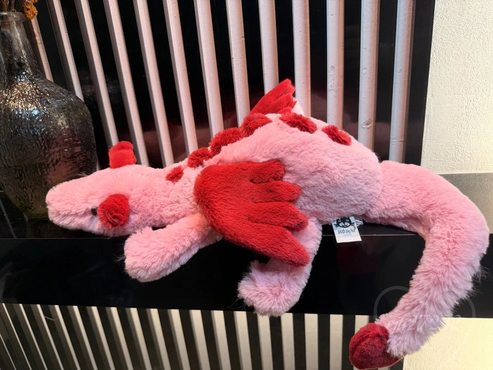 Jellycat Amuseables Huge Heart Dragon Plush Doll – Soft Stuffed Animal Toy for Kids, Cute Birthday Gift, Collectible Plush Companion