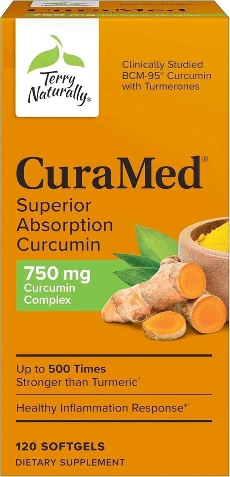 Terry Naturally CuraMed 750mg Superior Absorption Curcumin Softgels – Advanced Turmeric Supplement for Joint Support, Healthy Inflammation Response & Immune Wellness | 120 Softgels